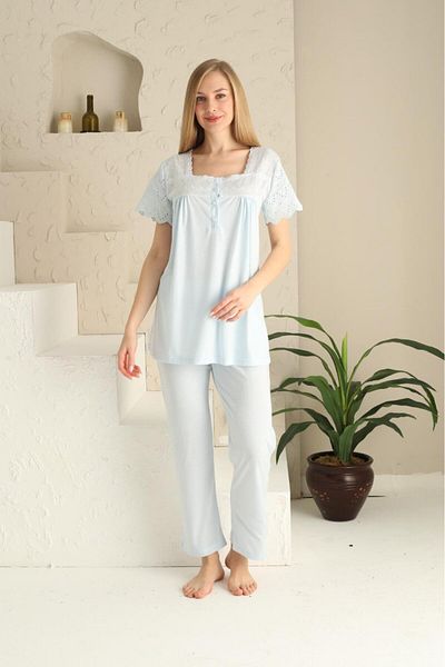 LİMİSSİ Set de pijamale de maternitate pentru femei de culoare albastră