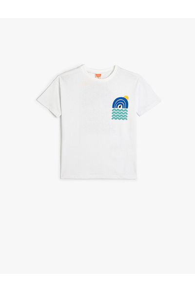 Koton Summer Cotton T-shirt - Themed Print and Short Sleeve