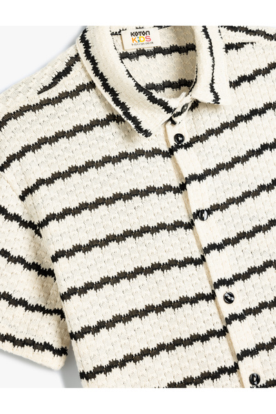 Koton Short Sleeve Shirt with Openwork - Button Design