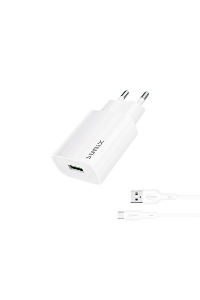 Sunix 2.6a Usb-a Girişli Type-c Şarj Aleti Seti Beyaz S-27