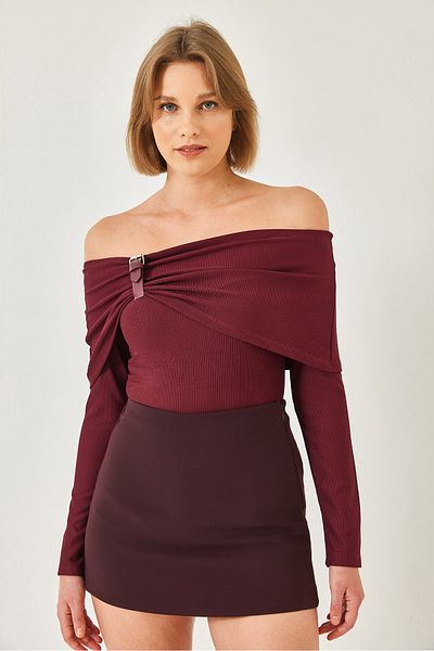Bianco Lucci Bluză de damă cu guler Madonna cu detaliu curea 60261336