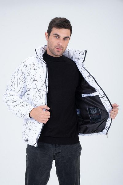 Polo State Ανδρικό μανίκι Raglan με ψηφιακό εμπριμέ παλτό λευκό
