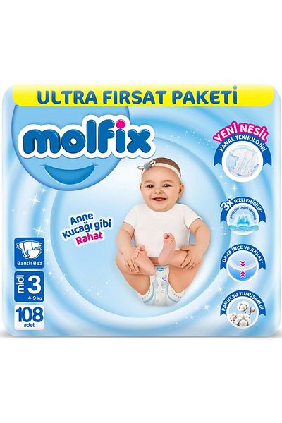 Molfix 4-9KG Baby Diapers - Midi 540 Pieces, Mega Ultra Opportunity Pack