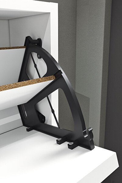 BARIN DESIGN 3 Raflı Ayakkabılık Düşer Kapak Kayar Kapak Vestiyer Portmanto Katlı Bölmeli Kapı Önü Modern