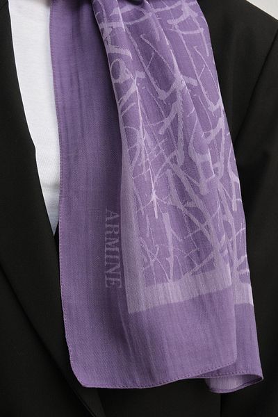 Armine Tensel-Silk Shawl - Μοτίβο γραμμής - BFATN3 - 3298 - Μωβ
