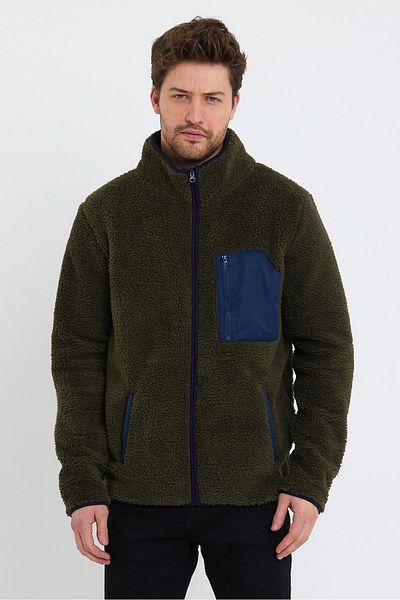 Polo State Мъжко плюшено тъмнозелено яке с яка Polar Comfort