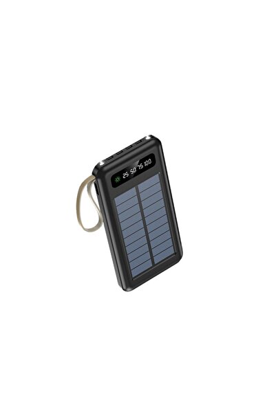 Sunix 12000 Mah Güneş Enerjili Dahili Kablolu Led Göstergeli Powerbank Siyah Pb-43