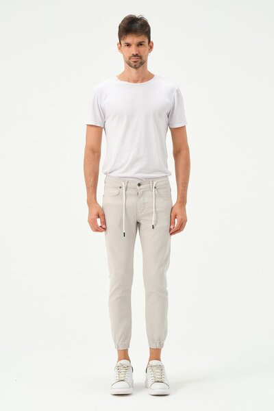 Polo State Чоловічі обтягуючі джинси з еластичним поясом, кольору каменю