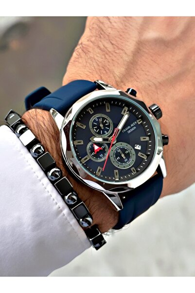 Frank Alex LACİVERT KADRANLI LACİVERT TAKVİMLİ SİLİKONLU ERKEK KOL SAATİ