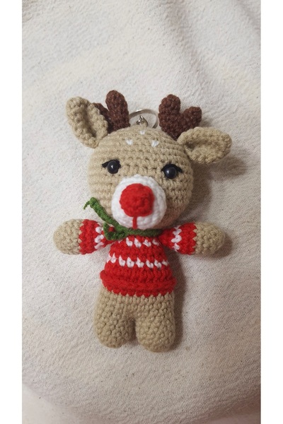 Atkılı Geyik Amigurumi Anahtarlık
