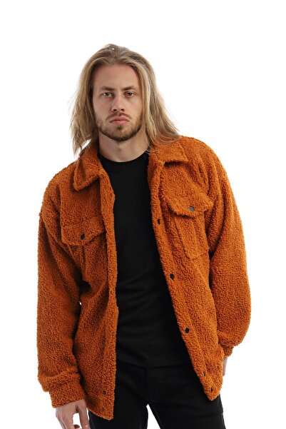 Polo State Jachetă pentru bărbați, ondulată, cu închidere automată, scorțișoară