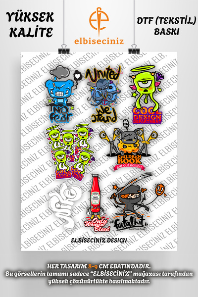 VİZYON İKRA طباعة نسيج DTF مميزة تحت عنوان "GRAFFITI LOGOS" يمكن لصقها بسهولة...