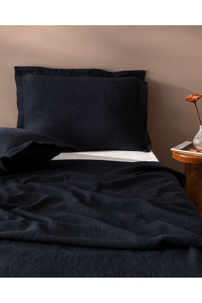 Madame Coco Esther 100% Cotton Double Bedspread - Navy Blue
