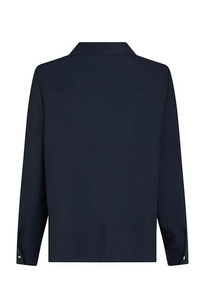 Tommy Hilfiger قميص نسائي بأزرار ذهبية اللون - أزرق داكن