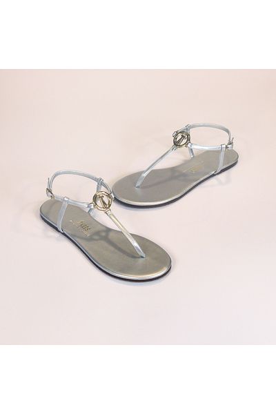 Tkees Sandale de damă argintii cu cataramă elegantă
