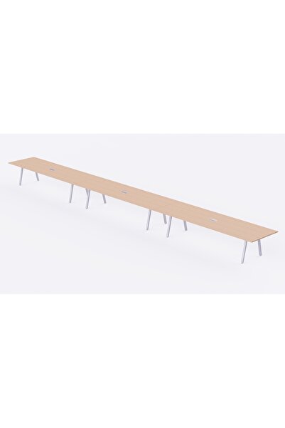 Mahmayi Bentuk 139-18 18 Seater Conference Meeting Table Modern Office Furniture - Oak