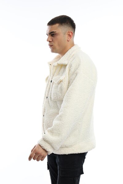 Polo State Men's Curly Plush Snap Closure Cake Ecru