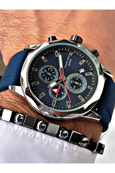 Frank Alex LACİVERT KADRANLI LACİVERT TAKVİMLİ SİLİKONLU ERKEK KOL SAATİ