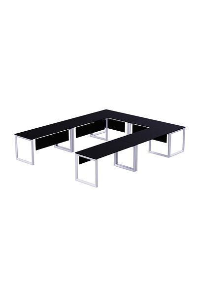 Mahmayi Vorm 136-12 U-Shaped Conference Meeting Table for Office - 12 Seater, Black