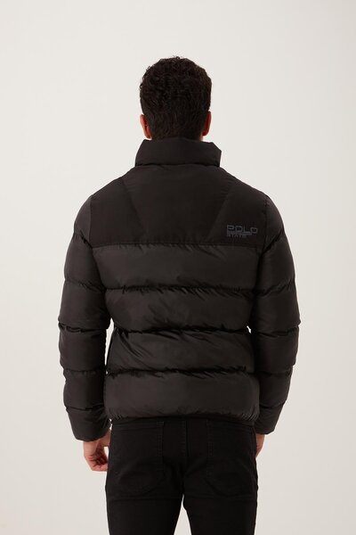 Polo State Ανδρικό γιακά με μακρύ φερμουάρ Oversize Μαύρο πουπουλένιο παλτό