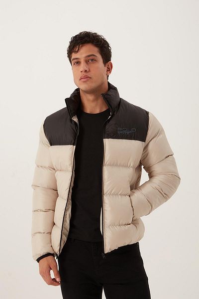 Polo State Men's Stand Collar Long Zippered Oversize Stone Puffer Coat