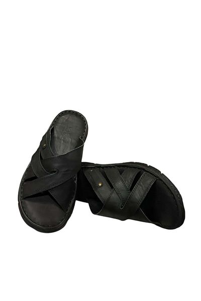 Kristal Kr.91 Papuci pentru bărbați din piele naturală, cu talpă anatomică, împletită în interior și exterior