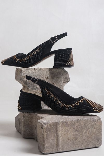 StWenn Pantofi de rochie de seară cu bijuterii ultra lux cu toc pătrat scăzut