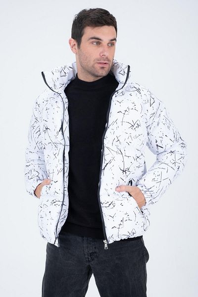Polo State Ανδρικό μανίκι Raglan με ψηφιακό εμπριμέ παλτό λευκό