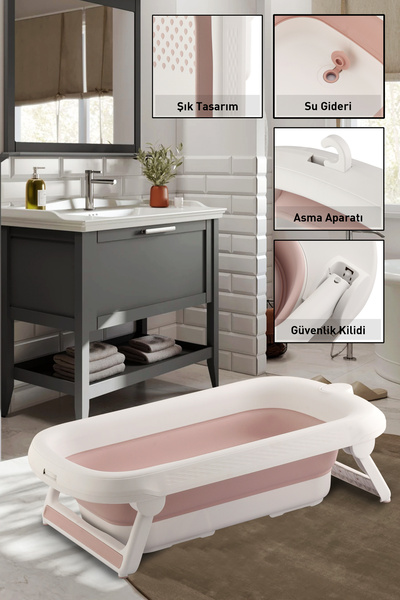 Zuu Baby Bebek Küveti Katlanır Lüks Aqua Nest Pembe 45 Litre