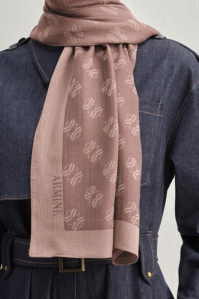Armine Σάλι Tensel-Silk με μοτίβο λογότυπου - BFATN1 - 32104 - Ανοιχτό καφέ