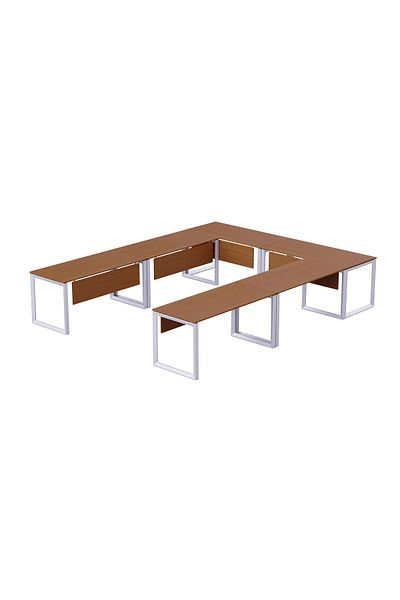 Mahmayi Vorm 136-12 U-Shaped Conference Meeting Table for Office - 12 Seater, Light Walnut