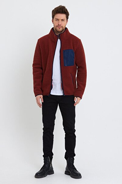 Polo State Ανδρικό μπουφάν από βελούδινο πλακάκι με γιακά Fleece Comfort