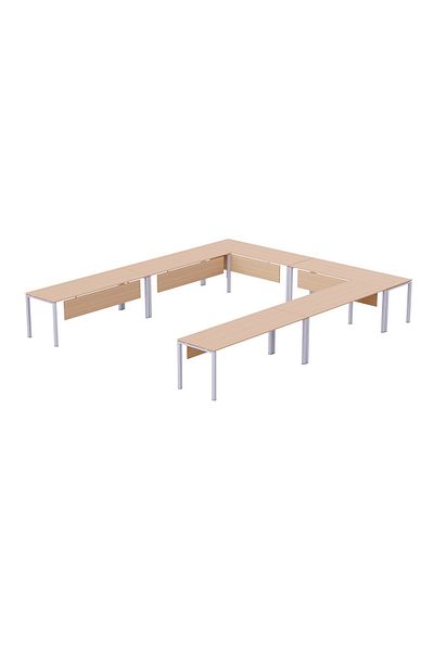Mahmayi Figura 72-16 U-Shaped Conference Meeting Table for Office - 12 Seater, Oak