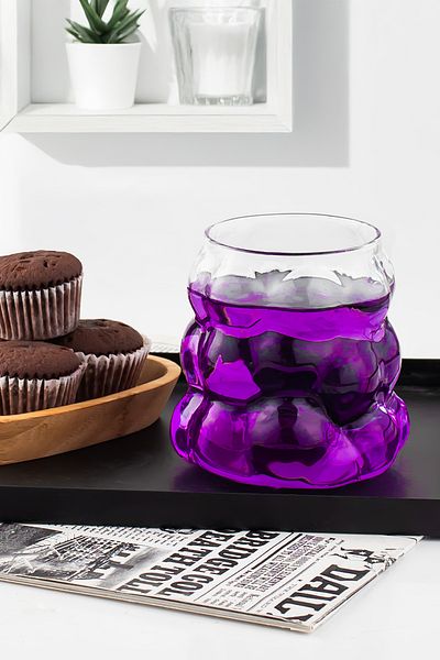 Porsima 2Pcs Heat Resistant Borosilicate Glass Beverage Soft Drink Coffee and Presentation Cups Set 350ml