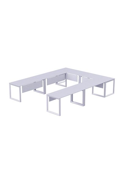 Mahmayi Vorm 136-12 U-Shaped Conference Meeting Table for Office - 12 Seater, White