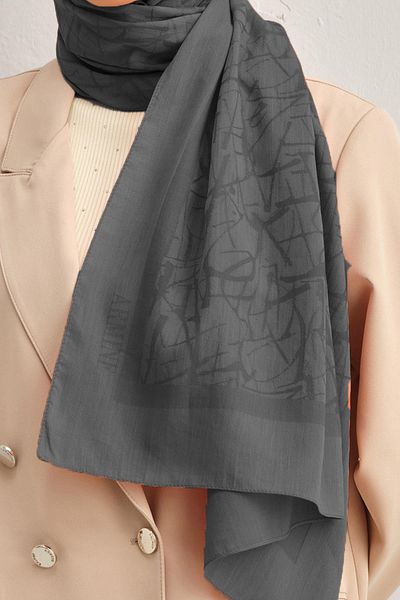 Armine Tensel-Silk Shawl - Μοτίβο γραμμής - BFATN3 - 02 - Καπνιστό