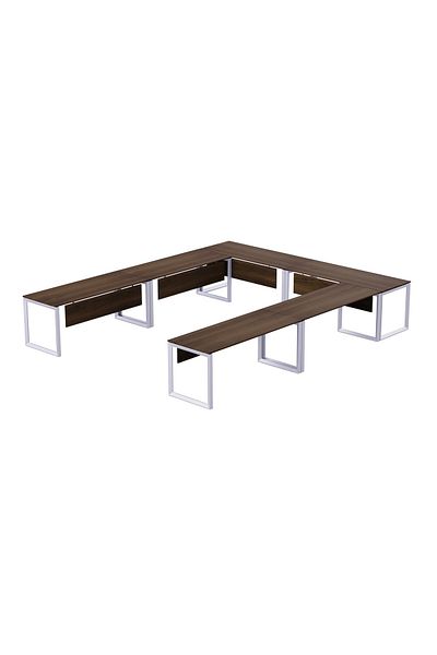 Mahmayi Vorm 136-14 U-Shaped Conference Meeting Table for Office - 12 Seater, Dark Walnut