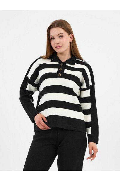 ALEXANDERGARDI Pulover tricotat cu gât polo cu nasturi (A92411-S-UST)