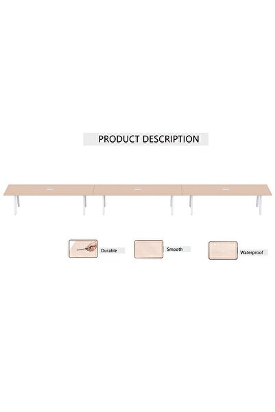 Mahmayi Bentuk 139-18 18 Seater Conference Meeting Table Modern Office Furniture - Oak