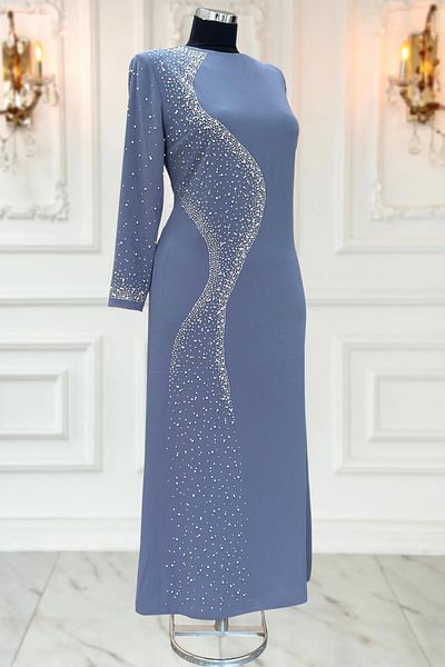 Amine Hüma Γκρι βραδινό φόρεμα Didar Hijab
