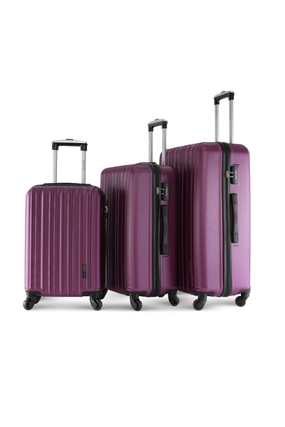 PARAJOHN مجموعة حقائب سفر خفيفة الوزن مكونة من 3 قطع من مادة ABS - أرجواني