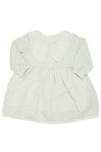 bebegen Baby Girl Water Green Baby Collar Polka Dot Dress