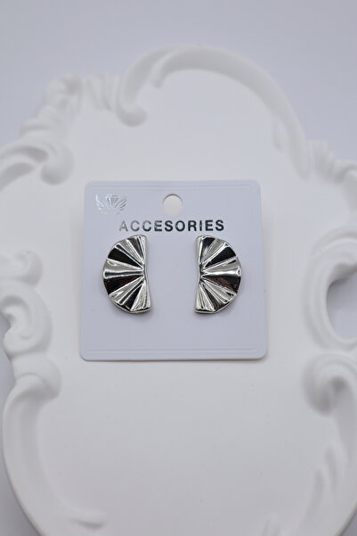 DEMOKAN Kadın Küpe 2 cm Simetrik Yelpaze Küpe