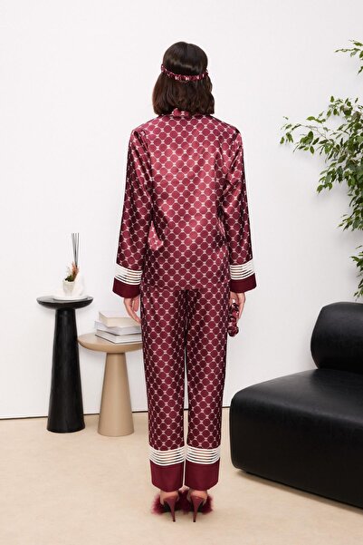 Pierre Cardin Saten Kadın Pijama Takımı - 1320 Bordo