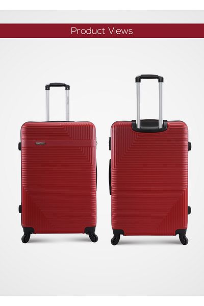 PARAJOHN Travel Luggage 3 Pcs Lightweight Trolley Set -ABS-RED