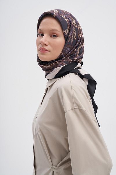 carell Ethnic καφέ Mulbary μεταξωτό μαντίλι