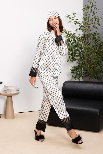 Pierre Cardin Saten Biyeli Kadın Pijama Takımı - 1300 Siyah