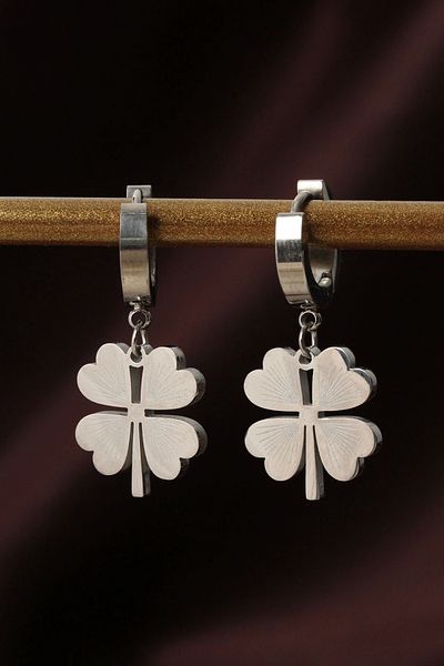 Clariss 316l Steel Silver Color Clover Earrings