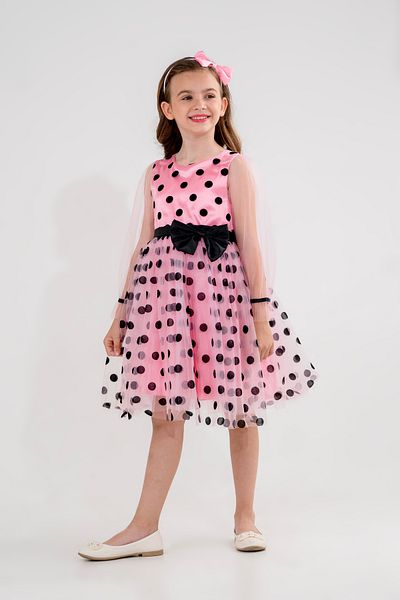 Eray Kids Βραδινό φόρεμα για κορίτσια με πόρπη με πουά και λεπτομέρεια φιόγκου
