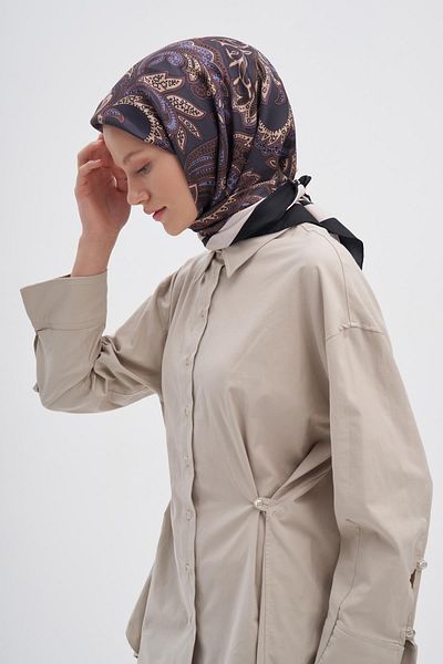 carell Ethnic καφέ Mulbary μεταξωτό μαντίλι